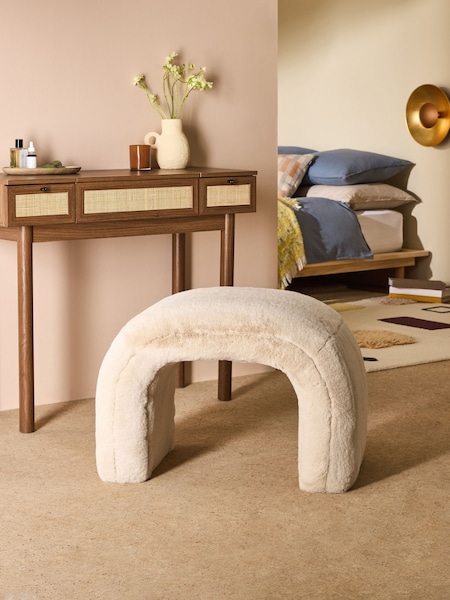 MADE.COM Taupe Natural Arctic Fur Beryl Stool (F09253) | £175
