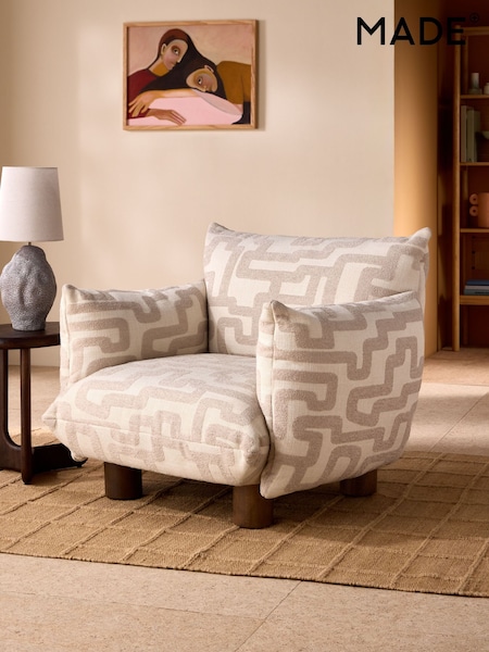 MADE.COM Clyde Abstract Weave Natural Sand Jude Accent Chair (F09254) | £599