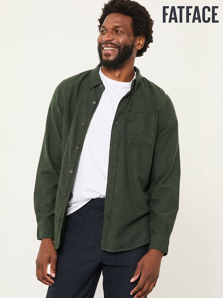 FatFace Oxlow Emerald Green Long Sleeve Plain Shirt (F09283) | £49.50