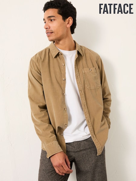 FatFace Dark Natural Long Sleeve Cord Shirt (F09324) | £55