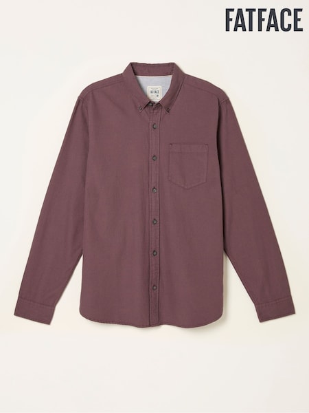 FatFace Tadlow Burgundy Red Long Sleeve Herringbone Shirt (F09336) | £49.50