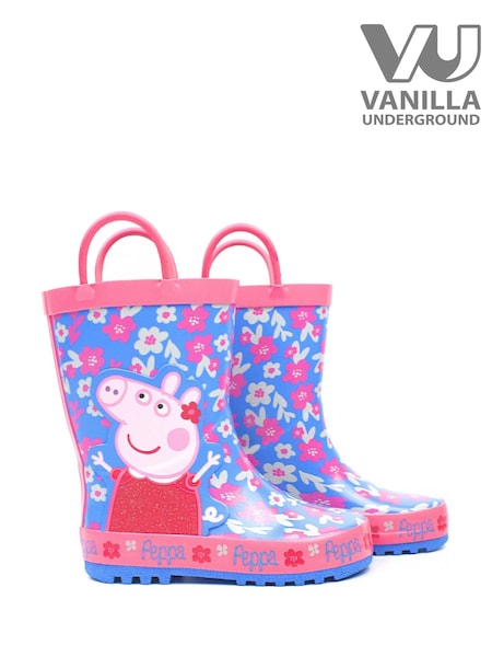 Vanilla Underground Blue Peppa Pig Kids Wellies with Handles (F09357) | £22