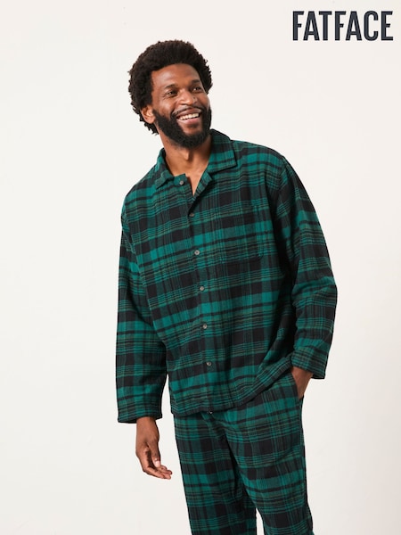 FatFace Samphrey Dark Green Check Pyjama Shirt (F09384) | £49.50