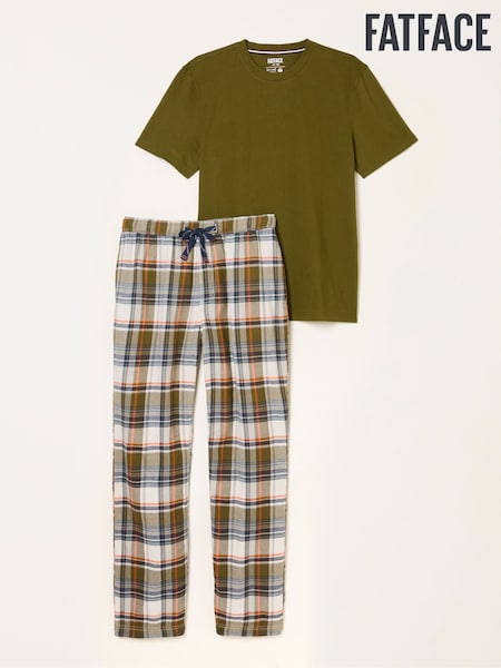 FatFace Beale Khaki Green Check Pyjama Set (F09392) | £55