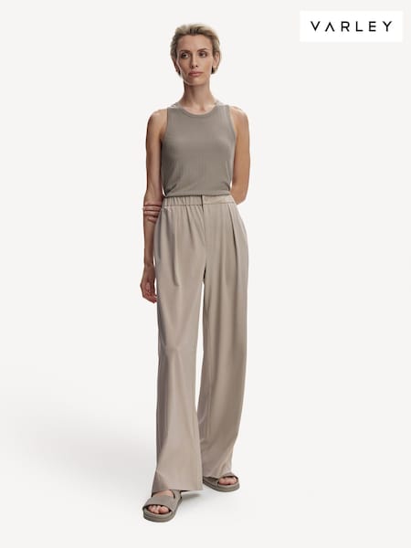 Varley Cream Kayson Wide Leg Trousers 32 (F09448) | £105