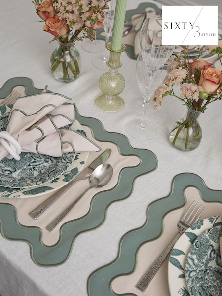 Sixty3 Styled Set of 4 Sage Placemats (F09459) | £72