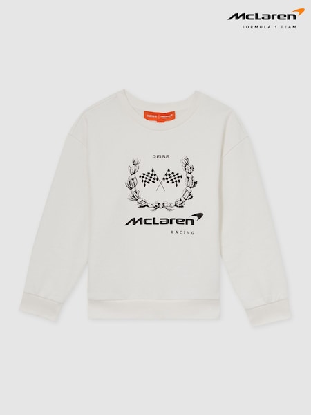 Reiss White Mya 13-14 yrs McLaren F1 Team Laurel Print Sweatshirt (F09534) | £46