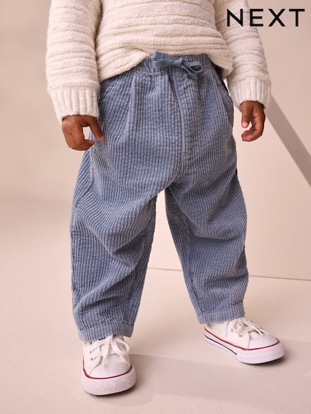Light Blue Textured Corduroy Pull On Trousers (3mths-7yrs) (F09551) | £10 - £12