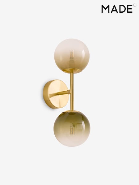 MADE.COM Brass/Green Ombre Globe Wall Light (F09619) | £59