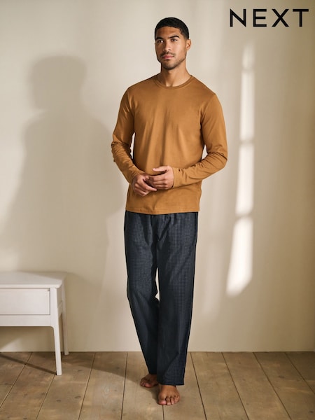 Navy Blue/Orange Motionflex Cosy Short Sleeve Pyjamas Set (F09672) | £30