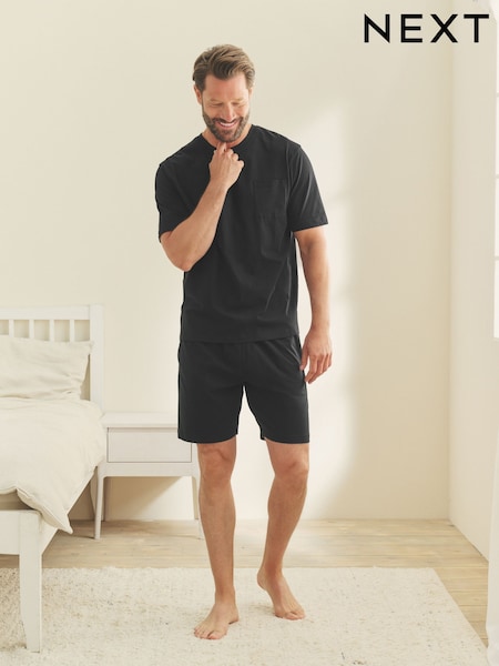 Black Jersey Short Pyjamas Set (F09690) | £22