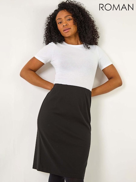 Roman Black Petite Stretch Pencil Skirt (F09742) | £32