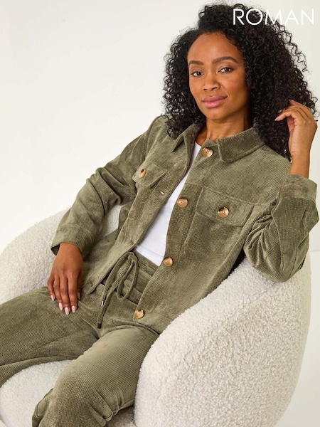 Roman Green Petite Corduroy Button Jacket (F09757) | £60