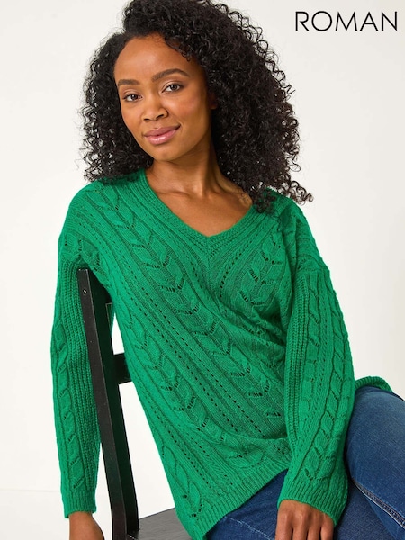 Roman Green Petite V-Neck Knit Jumper (F09774) | £40