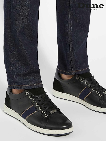 Dune London Black Trint Webbing Stripe Retro Trainers (F09787) | £99