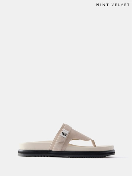 Mint Velvet White Chunky Flip Flop Sandals (F09808) | £110