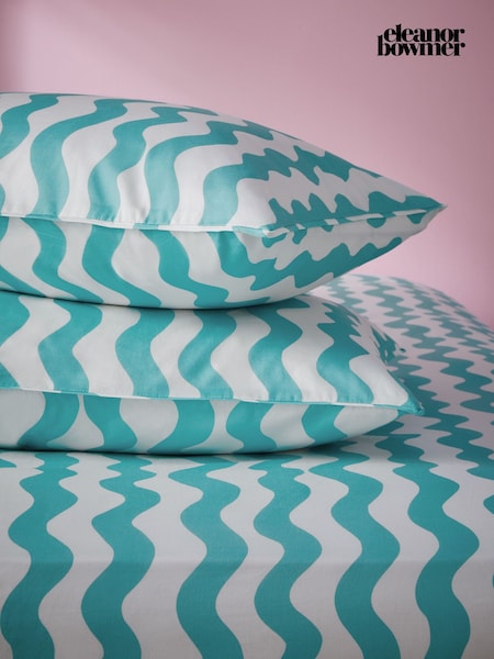 Eleanor Bowmer Aqua Wave 180 Thread Count Pillowcase Set of 2 (F09896) | £20