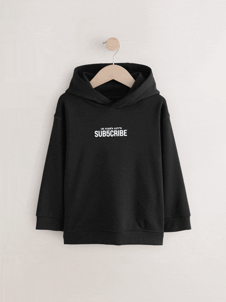 Black Hoodie Subscribe Hoodie (3-16yrs) (F09930) | £19 - £24