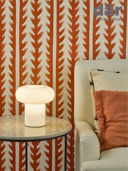 Dar Lighting White Glass Kaja Table Lamp (F09968) | £70