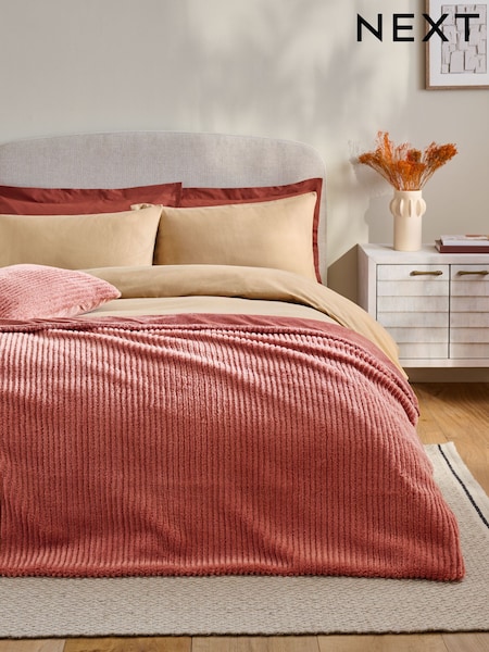 Orange Stripe Texture Fleece Throw (F11093) | £24 - £48