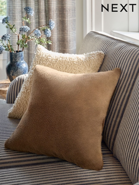 Mink Brown 50 x 50cm Cosy Plush Faux Fur Cushion (F11149) | £16