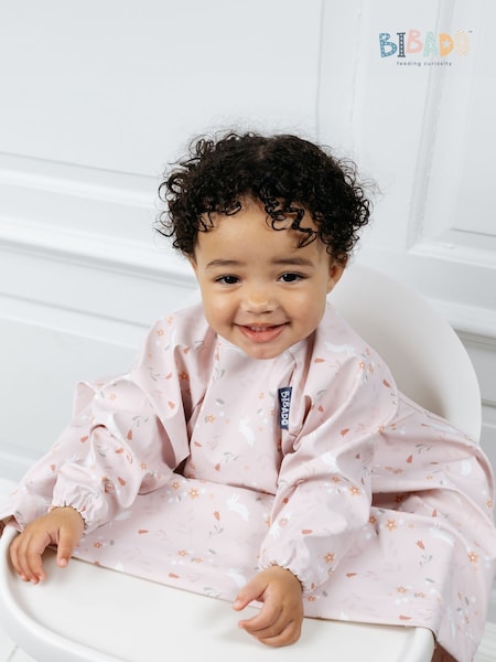 Bibado Pink Coverall Weaning Bib - Botanical Bunnies (F11280) | £20