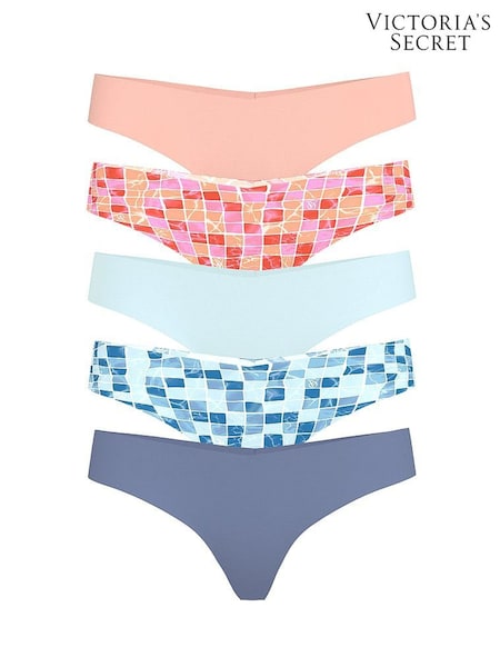 Victoria's Secret Nude/Pink/Blue Thong 5 Pack Knickers (F11297) | £27