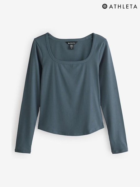 Athleta Grey Signature Rib Square Neck Top (F11371) | £45