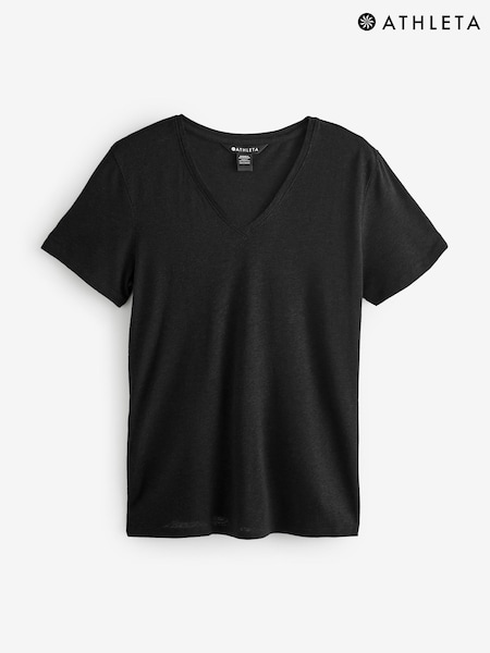 Athleta Black Getaway V-Neck T-Shirt (F11382) | £35