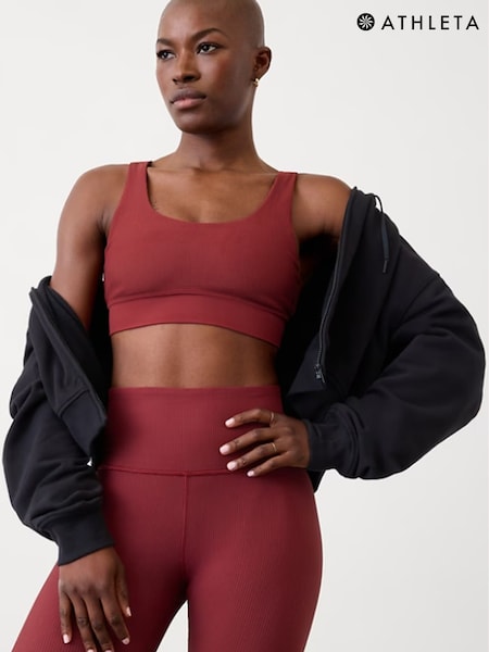 Athleta Burgundy Red Breathe Rib Longline Bra A-C (F11386) | £50