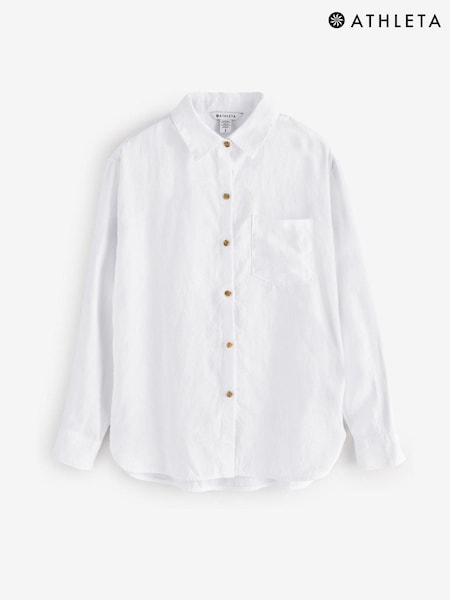 Athleta White Retreat Linen Shirts (F11402) | £95