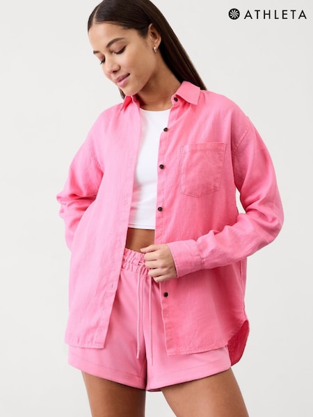 Athleta Pink Retreat Linen Top (F11418) | £95