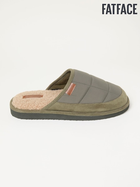 FatFace Khaki Green Quilted Mule Slipper (F11470) | £32