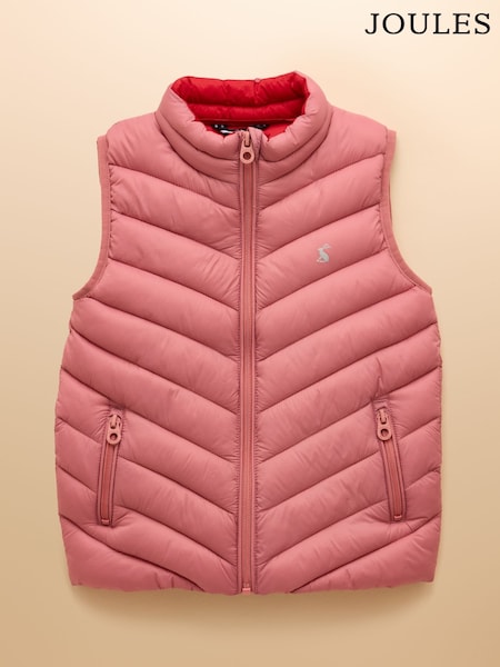 Joules Girls' Crofton Gilet Pink Showerproof Padded Gilet (F11491) | £26 - £32