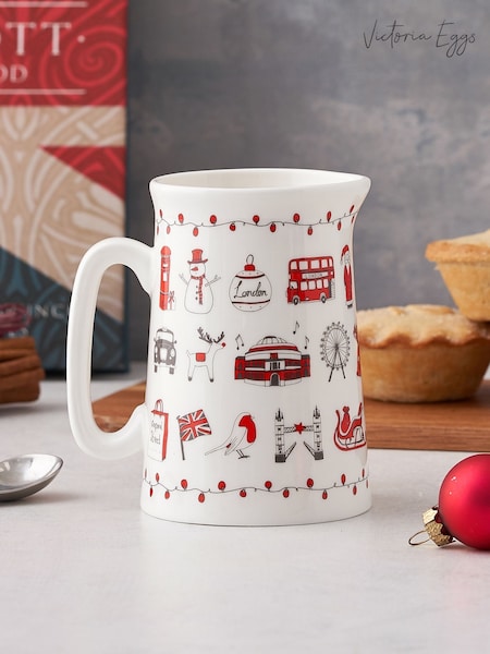 Victoria Eggs Red London Christmas 1/2 Pint Jug (F11496) | £38