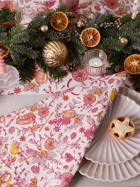 Victoria Eggs Set of 4 Red Twelve Days of Christmas Napkins (F11508) | £40