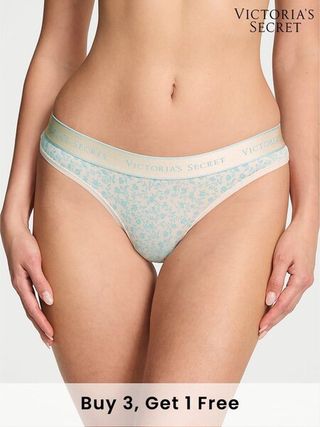 Victoria's Secret Blue Scattered Floral Thong Knickers (F11555) | £9