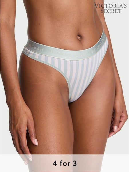 Victoria's Secret Grey Fog Stripe Thong Knickers (F11559) | £9