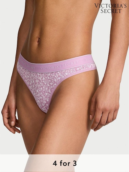 Victoria's Secret Scattered Floral Purple Thong Knickers (F11567) | £9