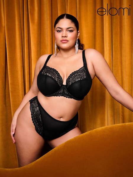Elomi Black Tiernie Underwire Plunge Bra (F11599) | £44