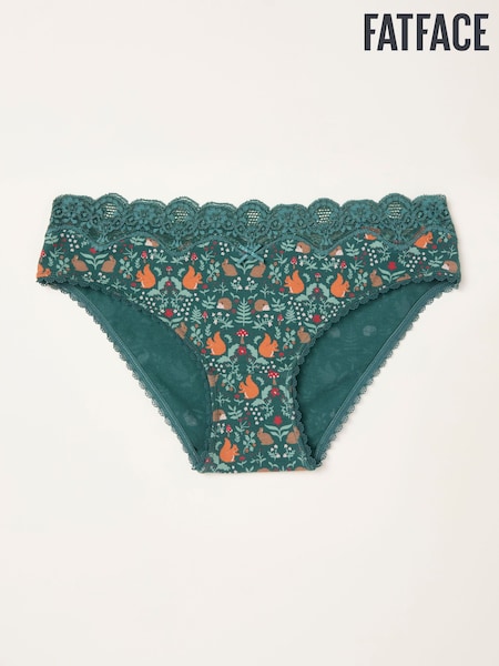 FatFace Teal Blue Woodland Print Classic Knickers (F11613) | £9