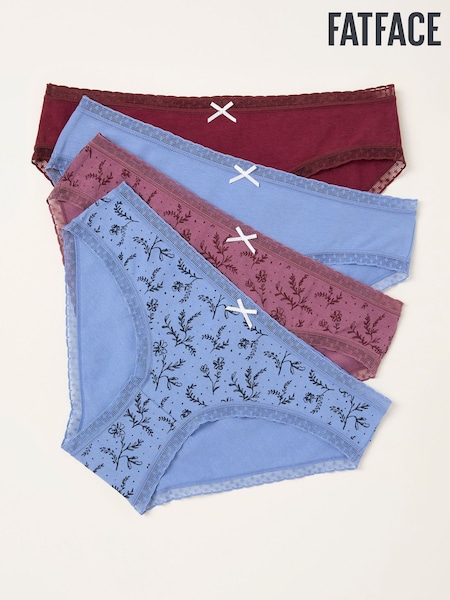 FatFace Multi 4 Pack of Floral High Leg Knickers (F11636) | £24