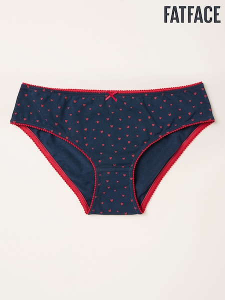 FatFace Navy Heart Print Classic Knickers (F11637) | £9