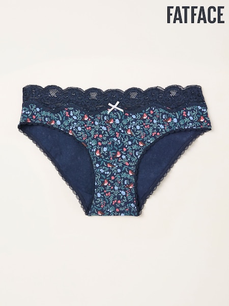 FatFace Navy Robin Print Classic Knickers (F11644) | £9