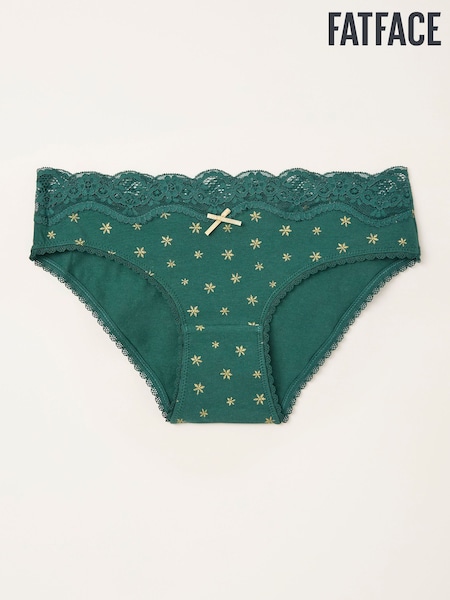 FatFace Green Snowflake Classic Knickers (F11646) | £9