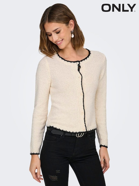 ONLY Cream Cosy Contrast Edge Cardigan (F11665) | £35