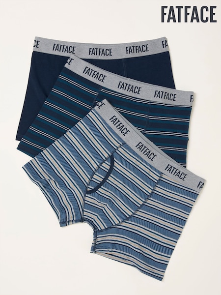 FatFace Navy 3 Pack of Stripe Boxers (F11668) | £30
