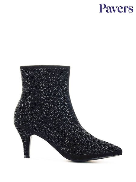 Pavers Black Cone Heeled Smart Ankle Boots (F11689) | £45