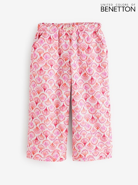 Benetton Girls Pink Printed 100% Cotton Trousers (F11701) | £30