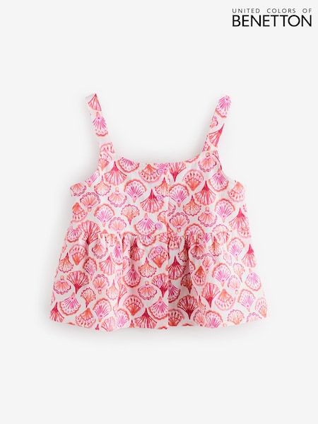 Benetton Girls Pink Printed 100% Cotton Top (F11709) | £20